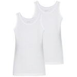 Pack de 2 debardeurs en cotton blancs avec finition dentelle name it