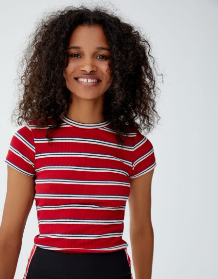 T-shirt a rayures pull&bear